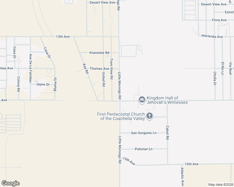 map of restaurants, bars, coffee shops, grocery stores, and more near 13780 Tram View Road in Desert Hot Springs