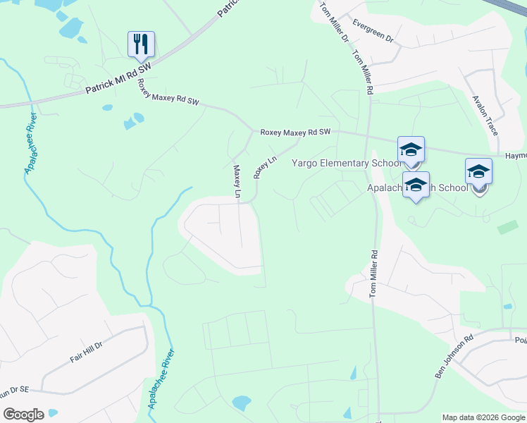 map of restaurants, bars, coffee shops, grocery stores, and more near 1406 Cragston Drive in Winder