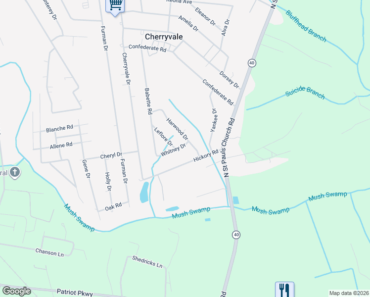 map of restaurants, bars, coffee shops, grocery stores, and more near 4249 Whitney Drive in Sumter