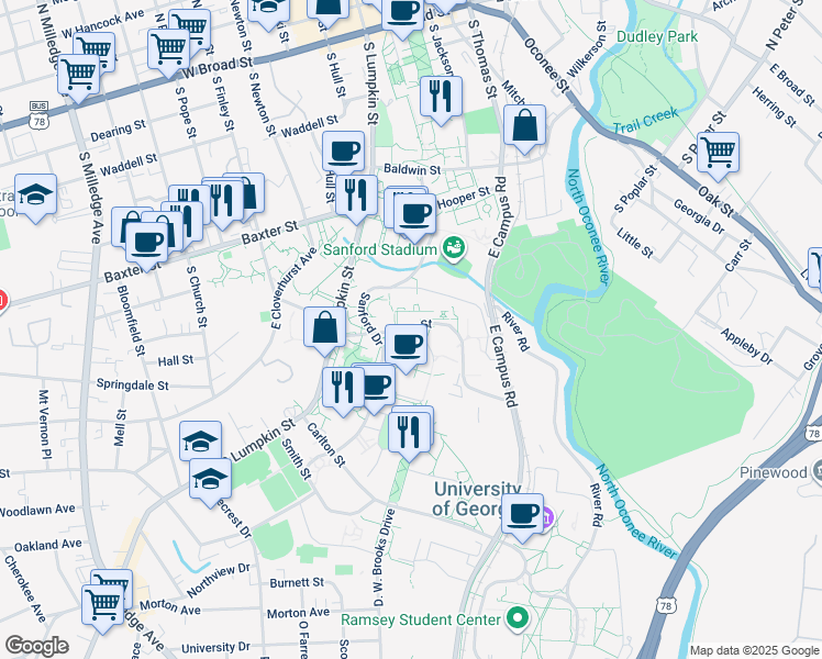 map of restaurants, bars, coffee shops, grocery stores, and more near in Athens