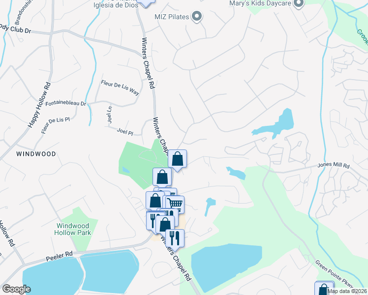map of restaurants, bars, coffee shops, grocery stores, and more near 2857 Sumac Drive in Doraville