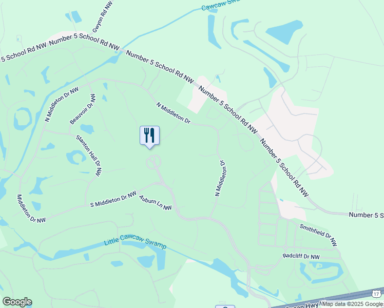 map of restaurants, bars, coffee shops, grocery stores, and more near 8930 Rosewood Court Northwest in Calabash