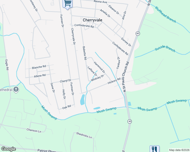 map of restaurants, bars, coffee shops, grocery stores, and more near 1010 Leflore Drive in Sumter