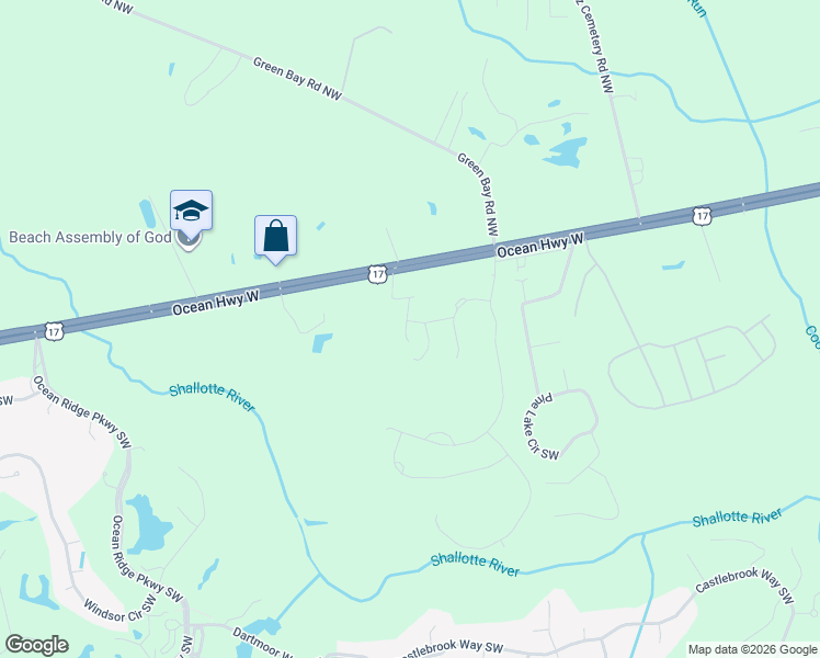 map of restaurants, bars, coffee shops, grocery stores, and more near 6541 Ocean Highway West in Ocean Isle Beach