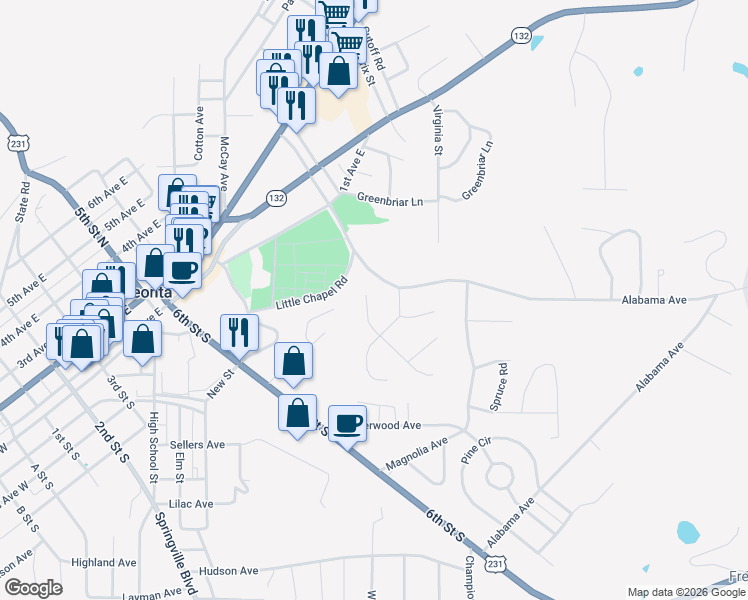 map of restaurants, bars, coffee shops, grocery stores, and more near 91 Azalea Trail in Oneonta