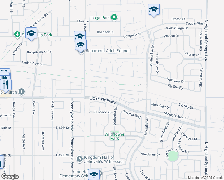 map of restaurants, bars, coffee shops, grocery stores, and more near 1446 Allium Court in Beaumont