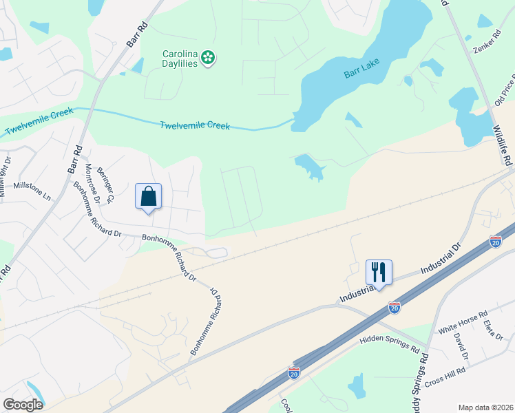 map of restaurants, bars, coffee shops, grocery stores, and more near 111 Yellowbark Drive in Lexington