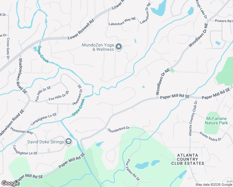 map of restaurants, bars, coffee shops, grocery stores, and more near 4061 River Cliff Chase Southeast in Marietta