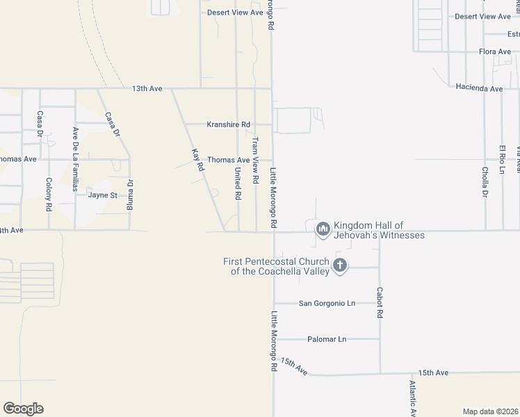 map of restaurants, bars, coffee shops, grocery stores, and more near 13780 Tram View Road in Desert Hot Springs