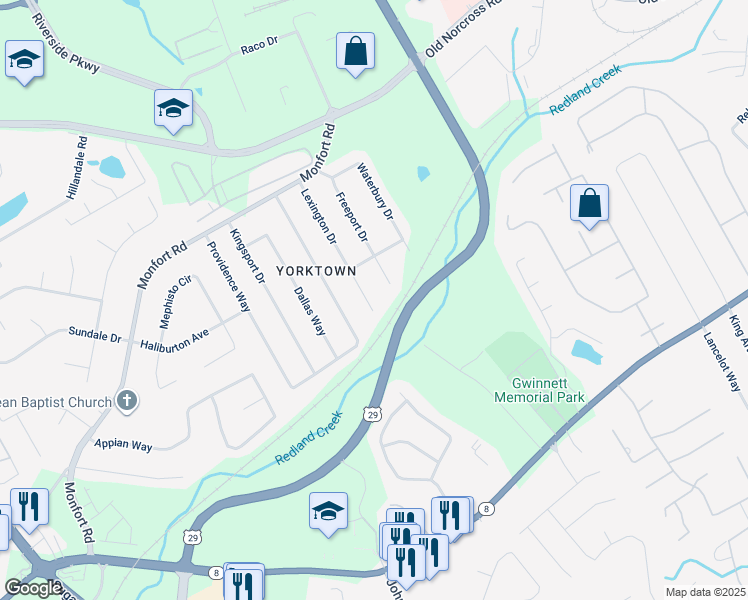 map of restaurants, bars, coffee shops, grocery stores, and more near 315 Lexington Drive in Lawrenceville