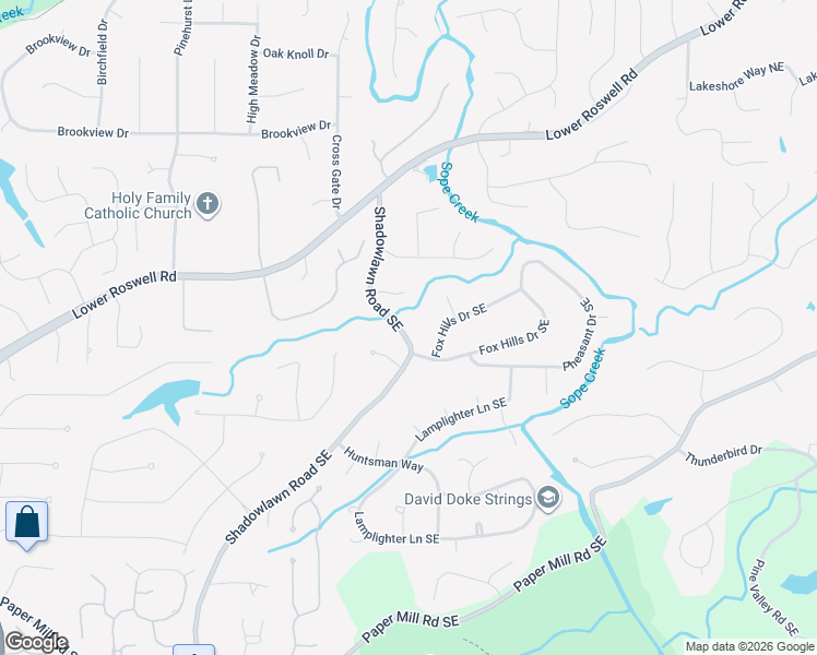 map of restaurants, bars, coffee shops, grocery stores, and more near 81 Shadowlawn Road Southeast in Marietta