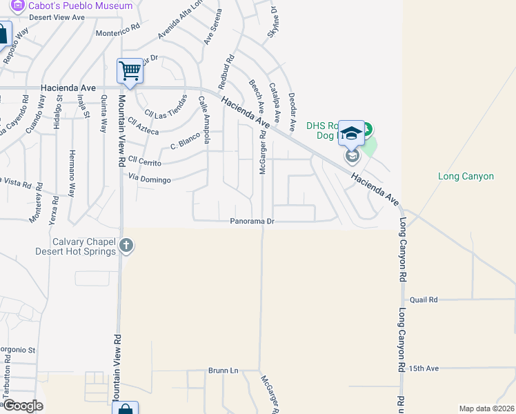 map of restaurants, bars, coffee shops, grocery stores, and more near 13793 Mountain Top Drive in Desert Hot Springs