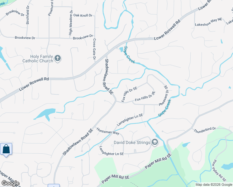map of restaurants, bars, coffee shops, grocery stores, and more near 81 Shadowlawn Road Southeast in Marietta