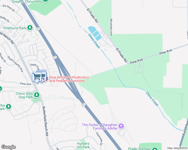 map of restaurants, bars, coffee shops, grocery stores, and more near Pomona Rincon Road in Chino Hills