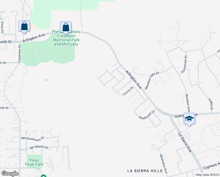 map of restaurants, bars, coffee shops, grocery stores, and more near 11292 Cadbury Drive in Riverside