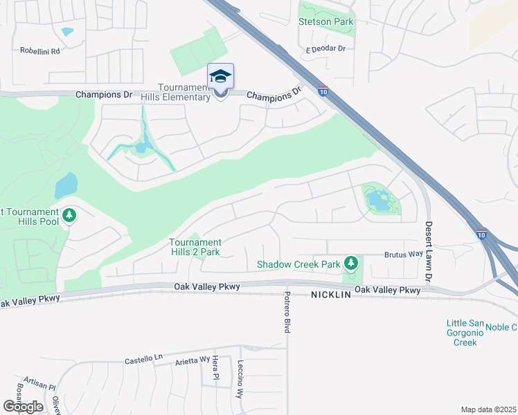 map of restaurants, bars, coffee shops, grocery stores, and more near 36892 Gallery Lane in Beaumont