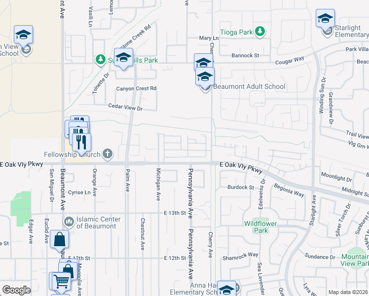 map of restaurants, bars, coffee shops, grocery stores, and more near 1444 Michigan Avenue in Beaumont