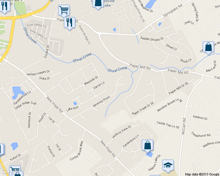 map of restaurants, bars, coffee shops, grocery stores, and more near 300 Summer Pond Trail in Lawrenceville