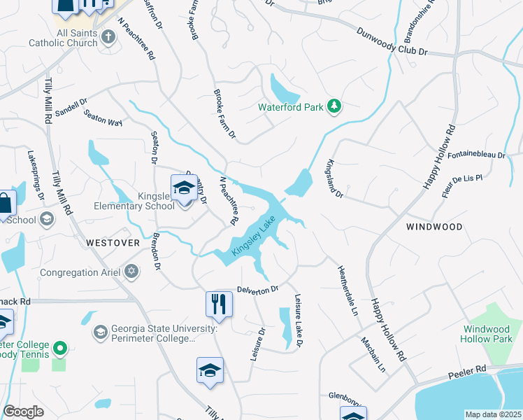 map of restaurants, bars, coffee shops, grocery stores, and more near 2325 Waterton Ct in Dunwoody
