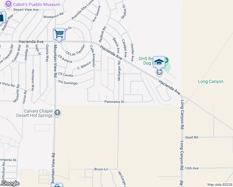 map of restaurants, bars, coffee shops, grocery stores, and more near 13868 Avenida la Vista in Desert Hot Springs
