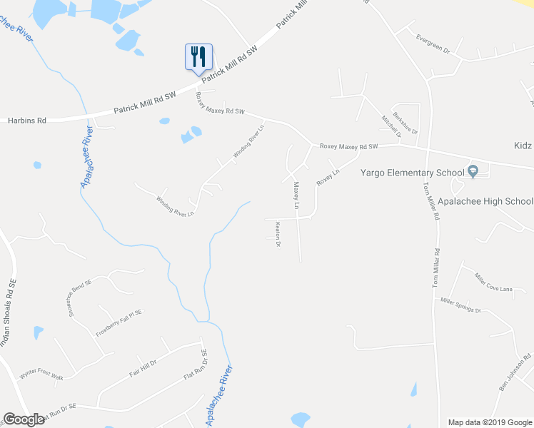 map of restaurants, bars, coffee shops, grocery stores, and more near 1949 Roxey Lane in Winder