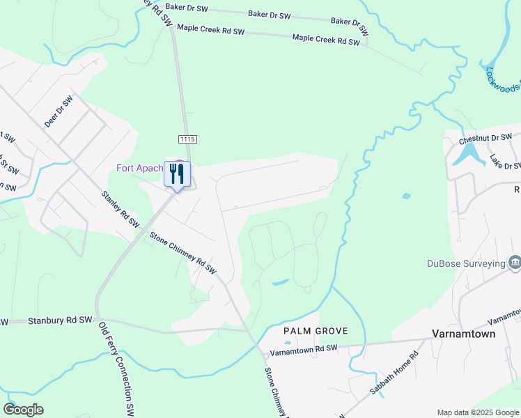 map of restaurants, bars, coffee shops, grocery stores, and more near 487 Kristen Lane Southwest in Supply