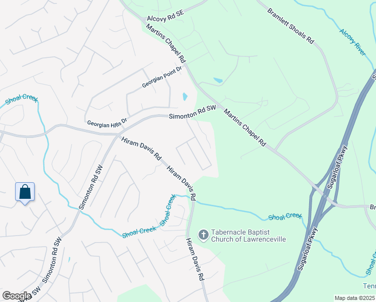 map of restaurants, bars, coffee shops, grocery stores, and more near 1212 Ashton Park Drive Southeast in Lawrenceville