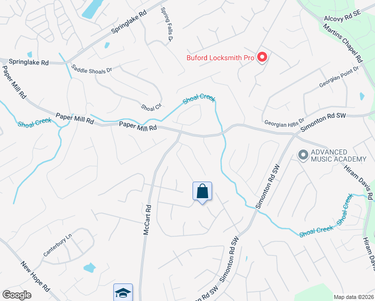 map of restaurants, bars, coffee shops, grocery stores, and more near 635 Allen's Landing Drive Southeast in Lawrenceville