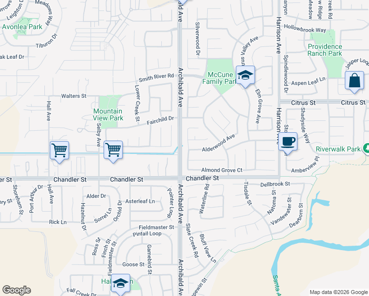 map of restaurants, bars, coffee shops, grocery stores, and more near 7691 Coffeeberry Drive in Corona