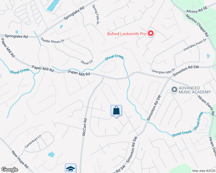 map of restaurants, bars, coffee shops, grocery stores, and more near 635 Allen's Landing Drive Southeast in Lawrenceville