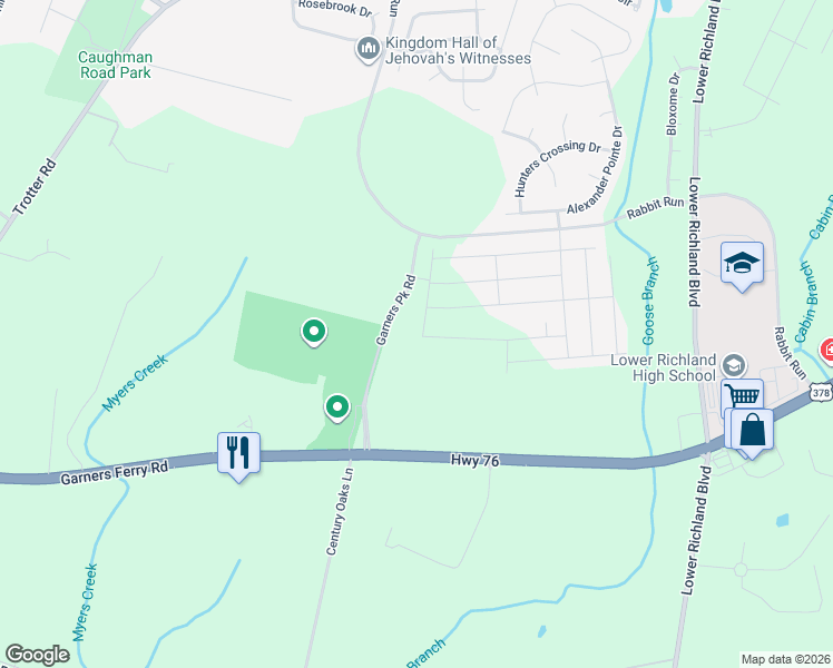 map of restaurants, bars, coffee shops, grocery stores, and more near 2615 Lower Richland Boulevard in Hopkins