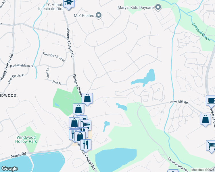 map of restaurants, bars, coffee shops, grocery stores, and more near 2950 Ridgelock Court in Doraville
