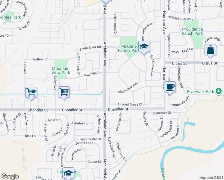 map of restaurants, bars, coffee shops, grocery stores, and more near 7711 Coffeeberry Drive in Corona