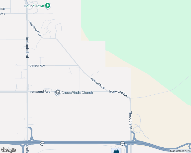 map of restaurants, bars, coffee shops, grocery stores, and more near 29618 Highland Boulevard in Moreno Valley