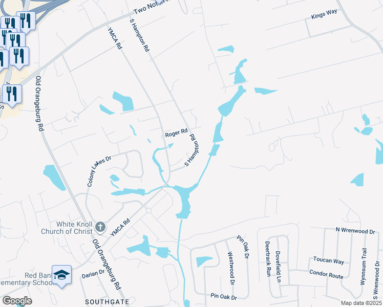 map of restaurants, bars, coffee shops, grocery stores, and more near 340 S Hampton Road in Lexington
