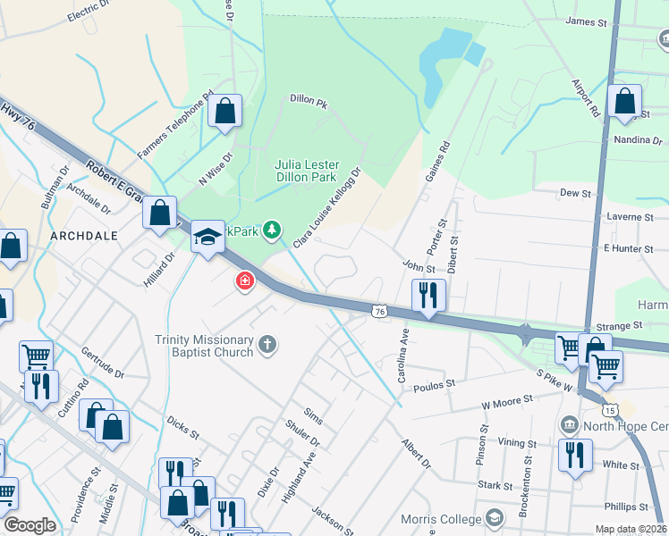 map of restaurants, bars, coffee shops, grocery stores, and more near 1004 Mineral Circle in Sumter