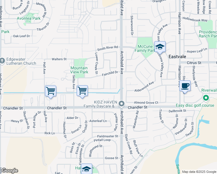 map of restaurants, bars, coffee shops, grocery stores, and more near 7665 Turtle Mountain Circle in Corona
