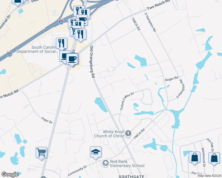 map of restaurants, bars, coffee shops, grocery stores, and more near 113 Belton Drive in Lexington