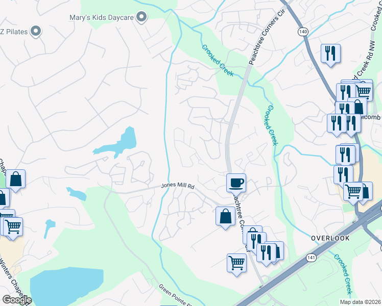 map of restaurants, bars, coffee shops, grocery stores, and more near 1014 Concepts 21 Drive in Norcross