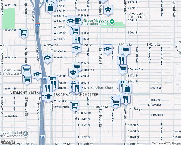 map of restaurants, bars, coffee shops, grocery stores, and more near 151 East Colden Avenue in Los Angeles