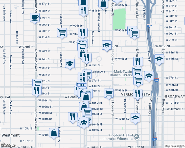 map of restaurants, bars, coffee shops, grocery stores, and more near 815 West Colden Avenue in Los Angeles