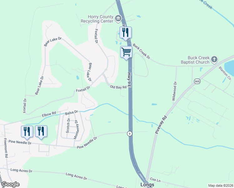 map of restaurants, bars, coffee shops, grocery stores, and more near 100 Paraway Court in Longs
