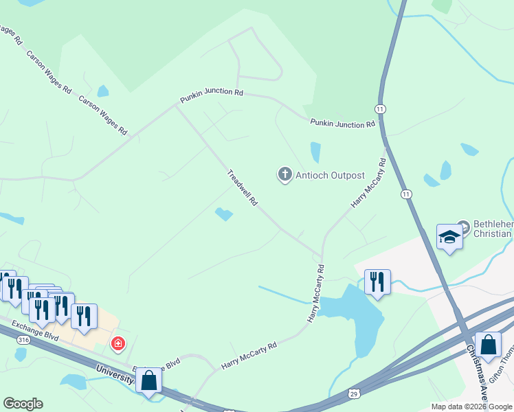 map of restaurants, bars, coffee shops, grocery stores, and more near 596 Treadwell Road in Bethlehem