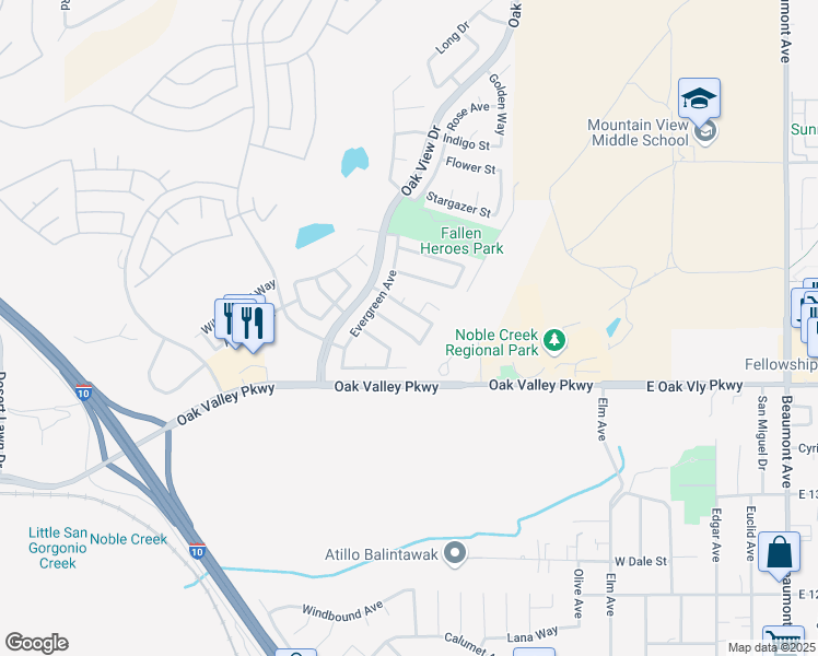 map of restaurants, bars, coffee shops, grocery stores, and more near 722 Robin Glen Road in Beaumont
