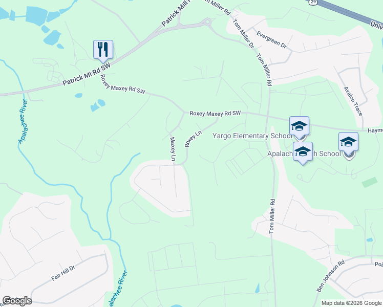 map of restaurants, bars, coffee shops, grocery stores, and more near 1894 Roxey Lane in Winder