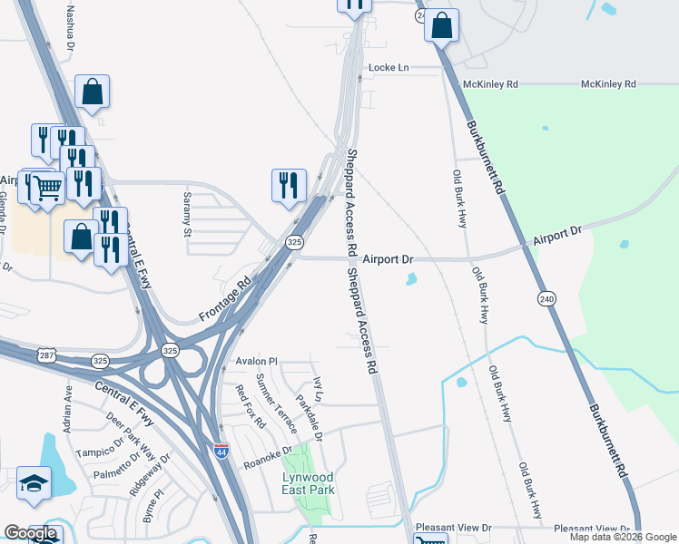map of restaurants, bars, coffee shops, grocery stores, and more near 2810 Sheppard Access Road in Wichita Falls