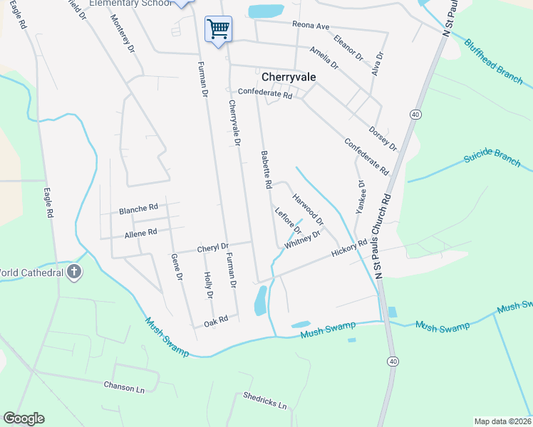 map of restaurants, bars, coffee shops, grocery stores, and more near 1047 Cherryvale Drive in Sumter
