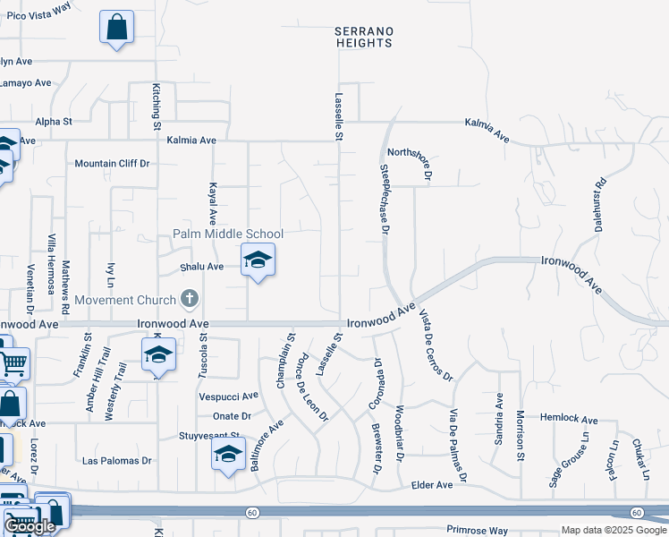 map of restaurants, bars, coffee shops, grocery stores, and more near 11801 Lasselle Street in Moreno Valley