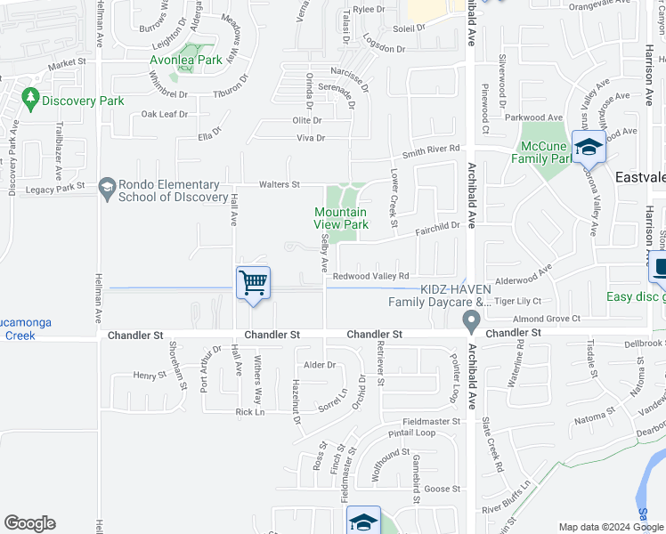 map of restaurants, bars, coffee shops, grocery stores, and more near 7675 Swan Creek Drive in Corona