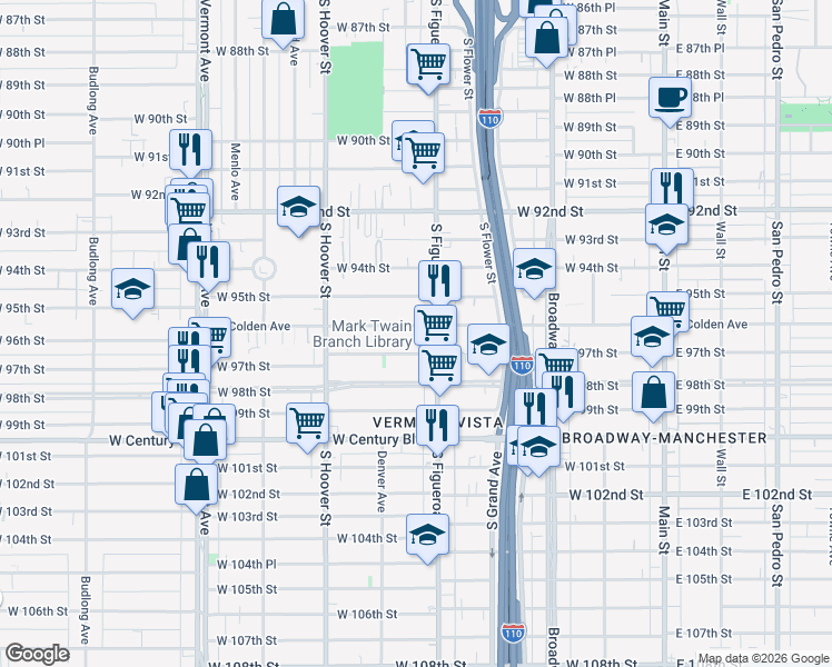 map of restaurants, bars, coffee shops, grocery stores, and more near 541 West Colden Avenue in Los Angeles